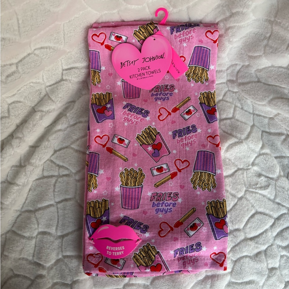 Betsey Johnson Fries Before Guys 2 Pack Towels